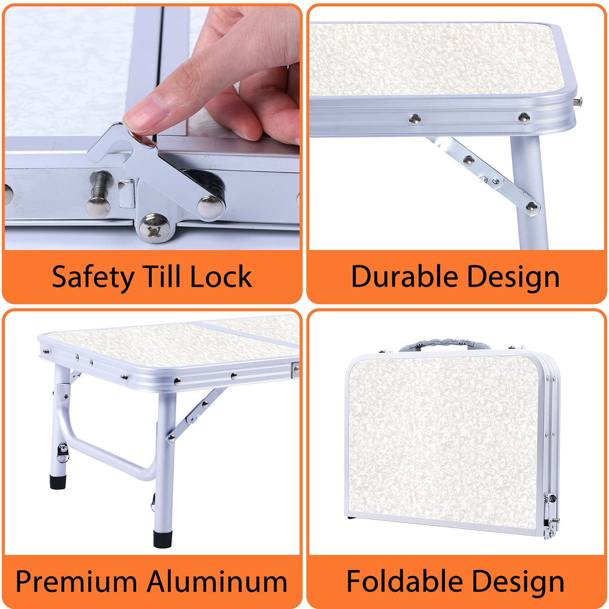 Small Portable Folding Camping Table, 3 Adjustable Height Lightweight Aluminum E342