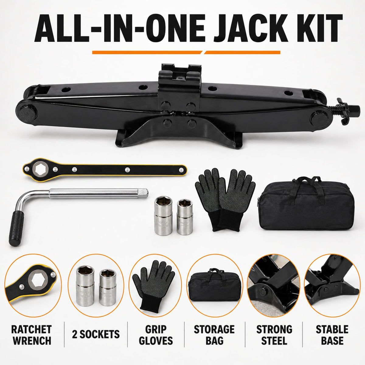 3 Ton Scissor Car Jack Kit with Ratchet Wrench L282