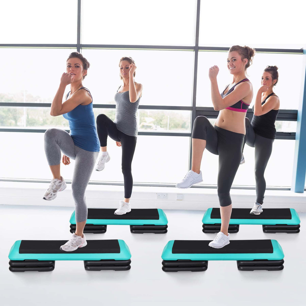 43" Adjustable Aerobic Stepper Bench with Risers R72393