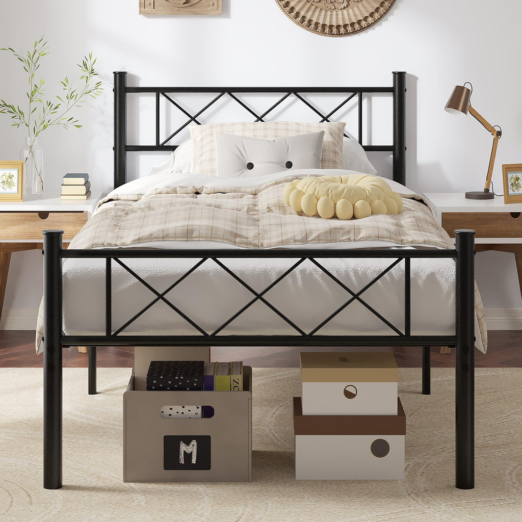 Twin Size Metal Bed Frame with Headboard O27013
