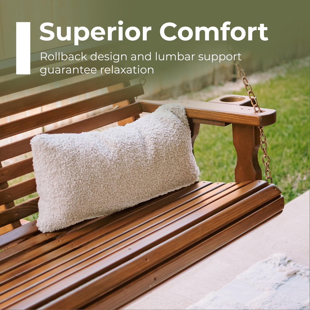 Heavy Duty 700 Lb Capacity Porch Swing with Cup Holders, 5 Foot J5744