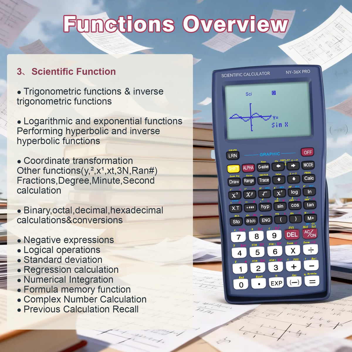Scientific Calculator 360 Functions Multi-Line 13 Digit K340