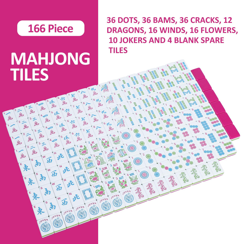166 Acrylic Engraved Mahjong Tile Set with Carrying Bag R181008
