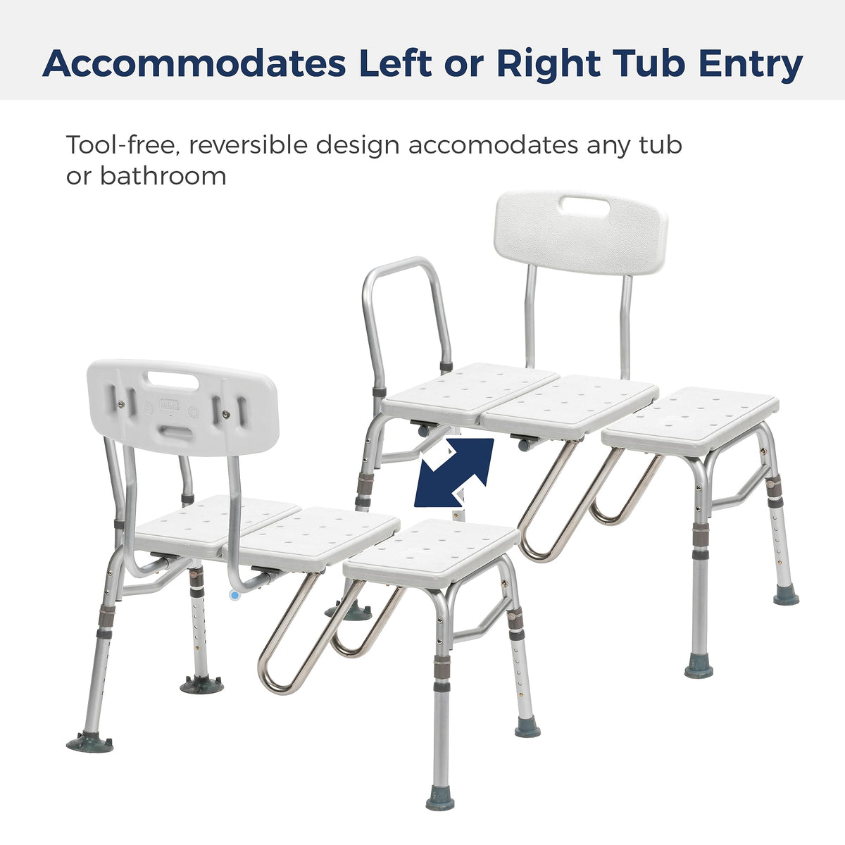 Adjustable Height White Tub Transfer Bench Q64646