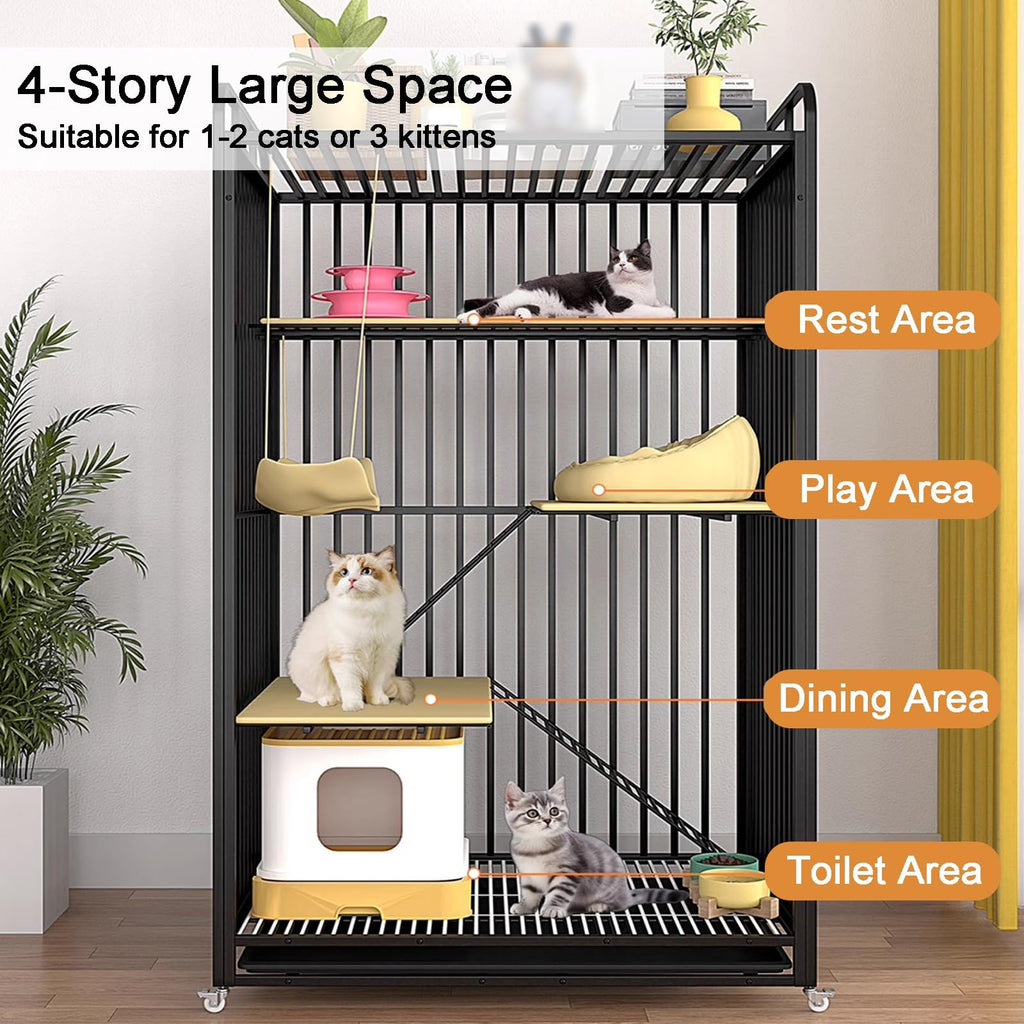 High Carbon Steel 4-Tier Cat Kennel U13764