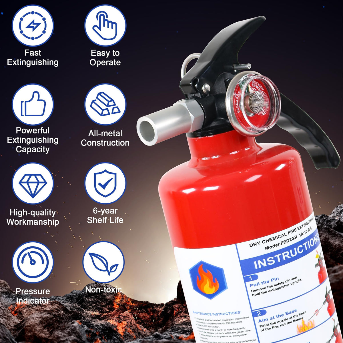 4 Pack ABC Dry Chemical Fire Extinguishers J8114