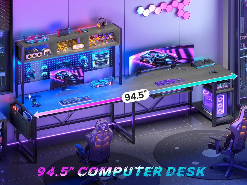 L Shaped Office Desk with Hutch H2090