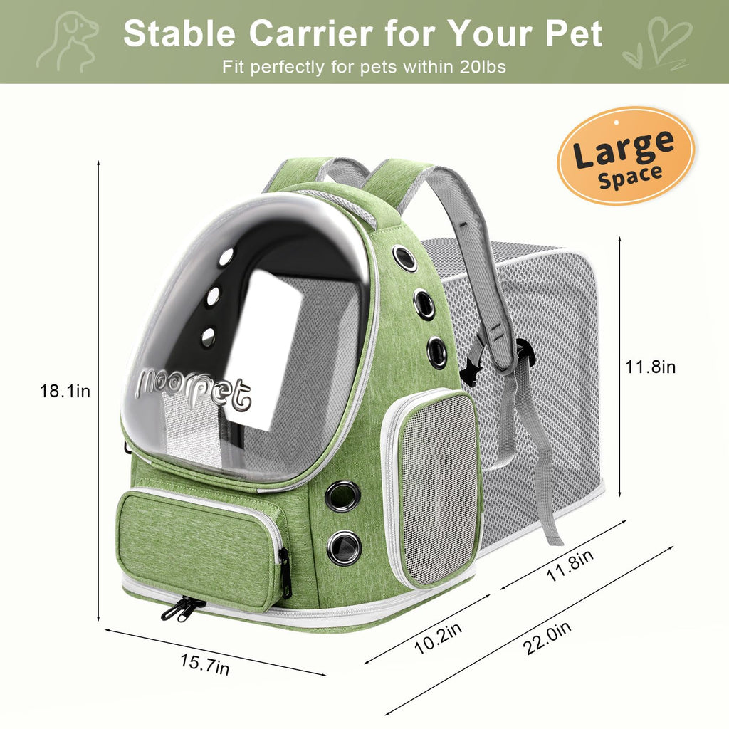 Green Expandable Breathable Pet Backpack Carrier F521