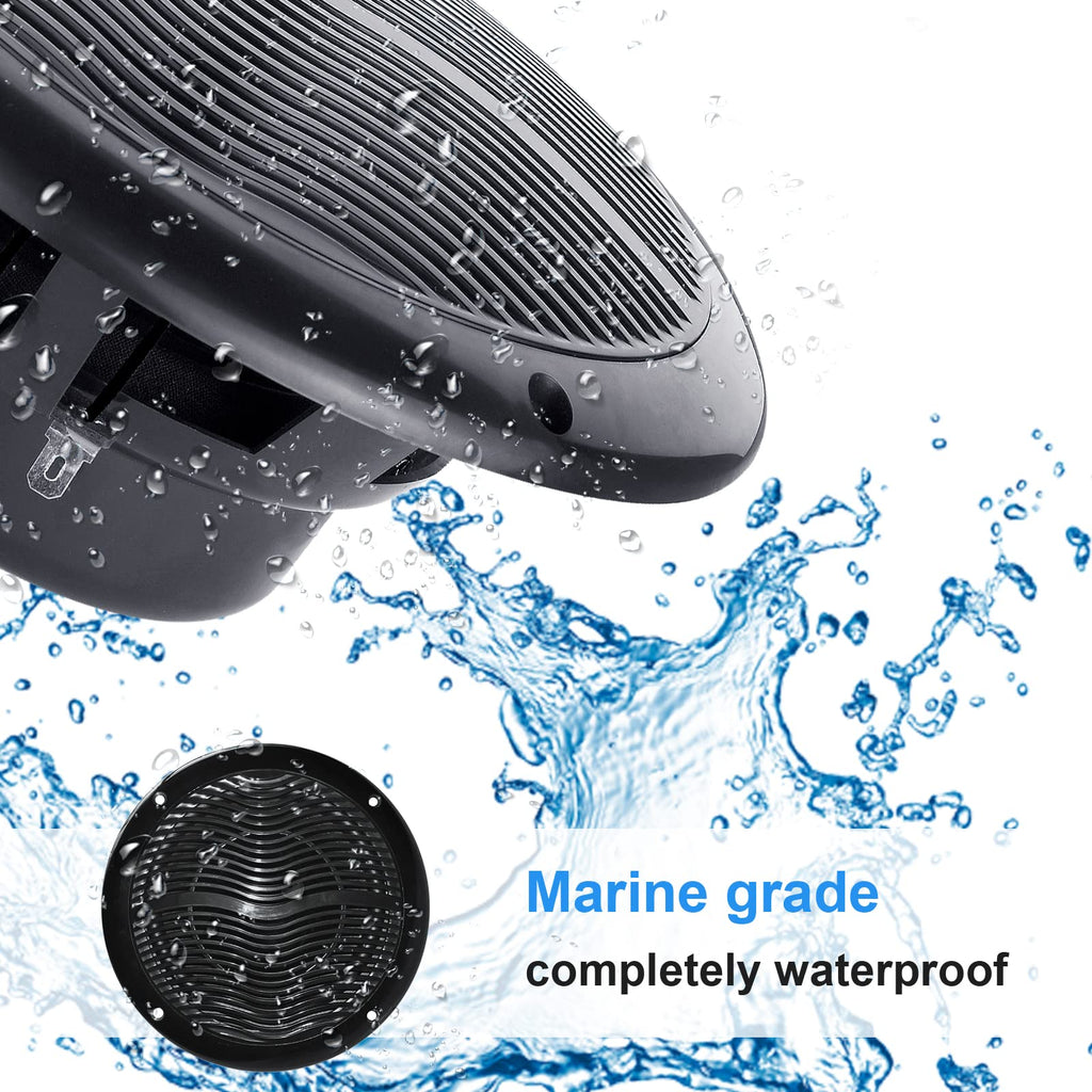 6.5 Inch Marine Bluetooth Speakers 2 Way 120W Peak Boat Speakers Pair Black Z1769