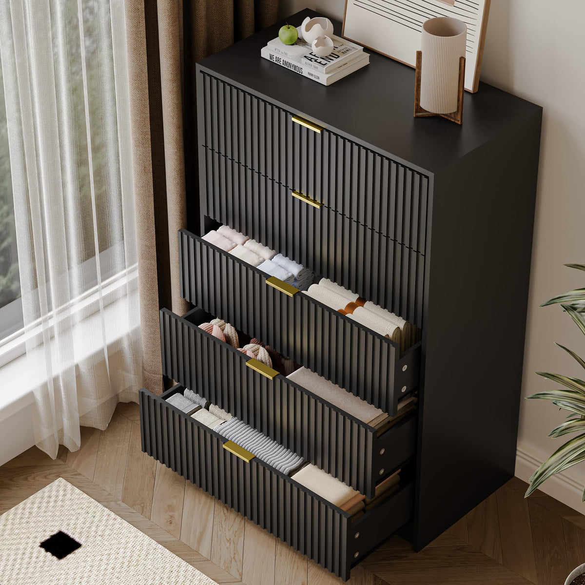 47" Tall Fluted 5-Drawer Dresser T387