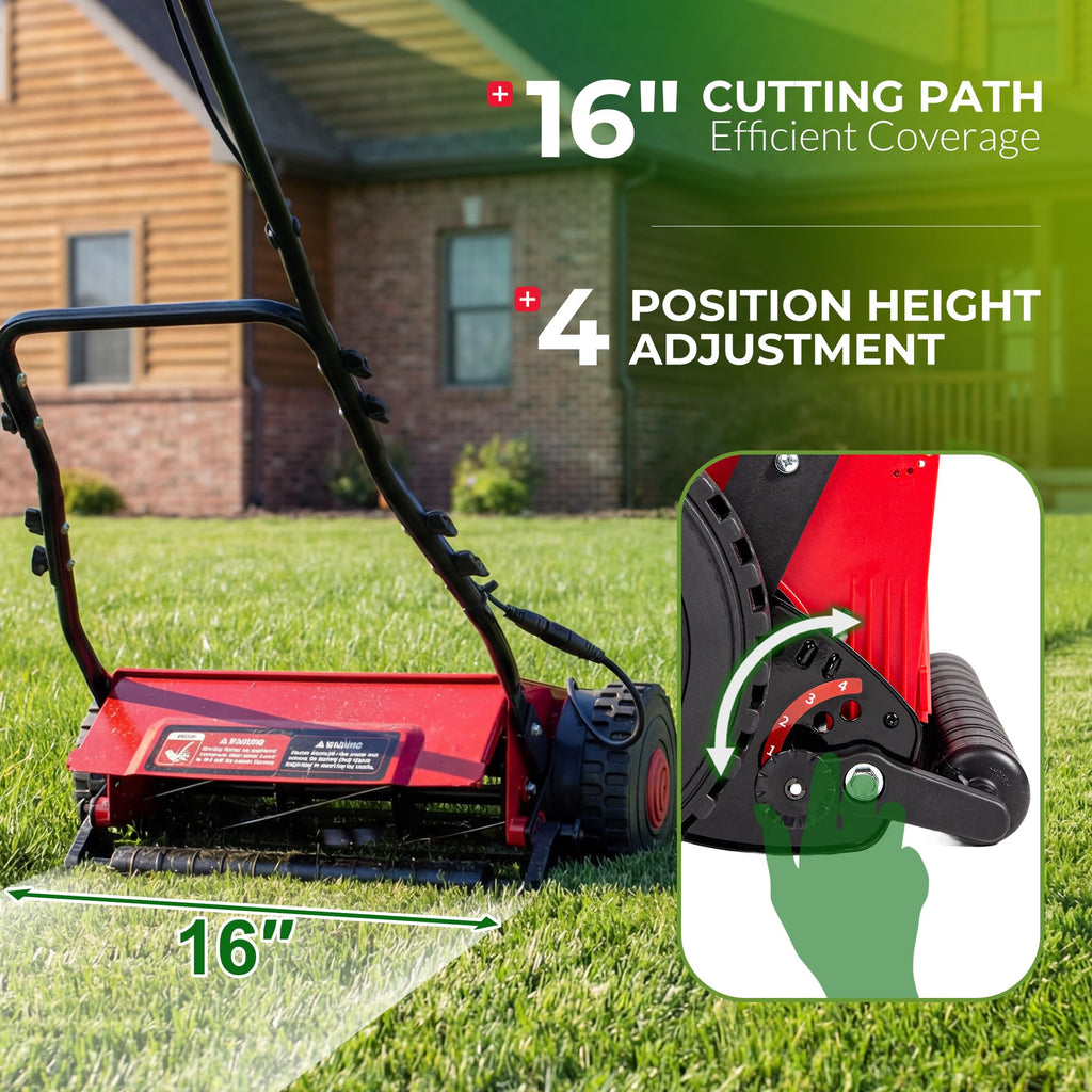16-Inch Cordless Electric Reel Lawn Mower with 2 Batteries D930646