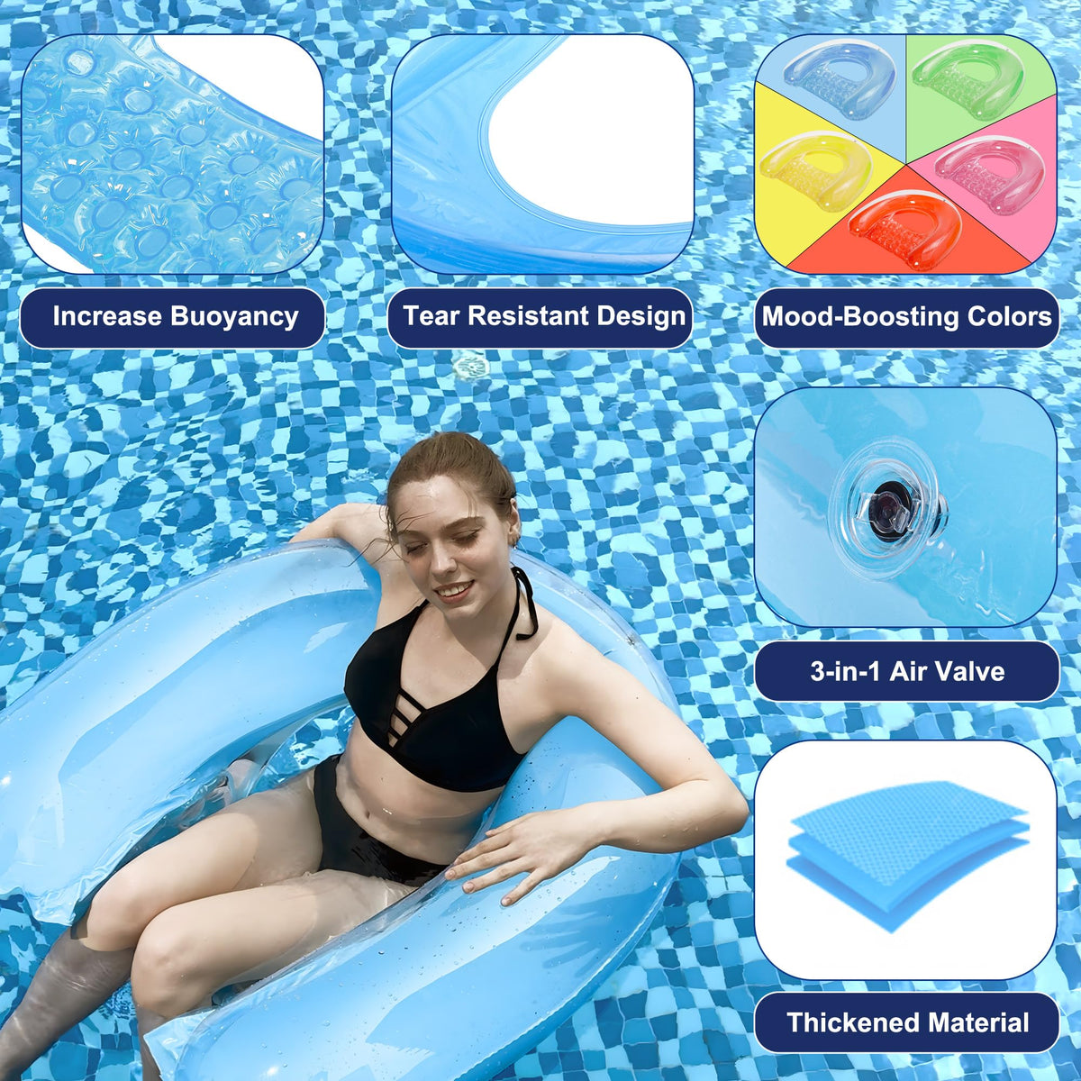 4 Pack Inflatable Pool Chair Float W473617