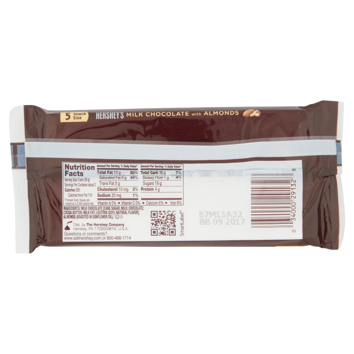 Milk Chocolate with Almonds Snack Size 2.25 oz Z179