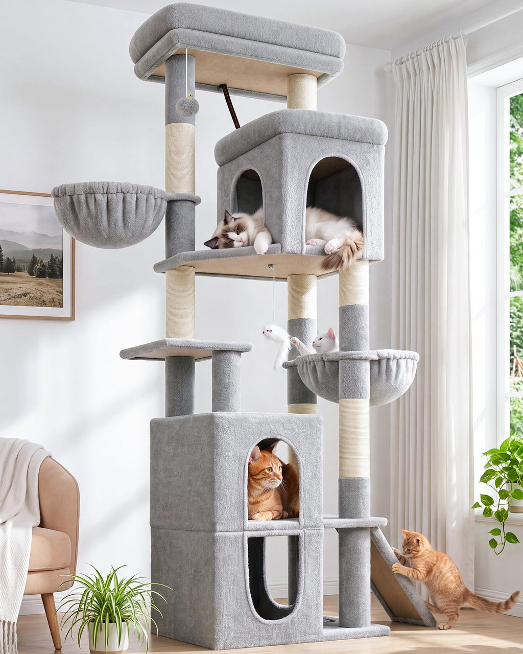 70 inch Light Grey Cat Tree Condos L21367