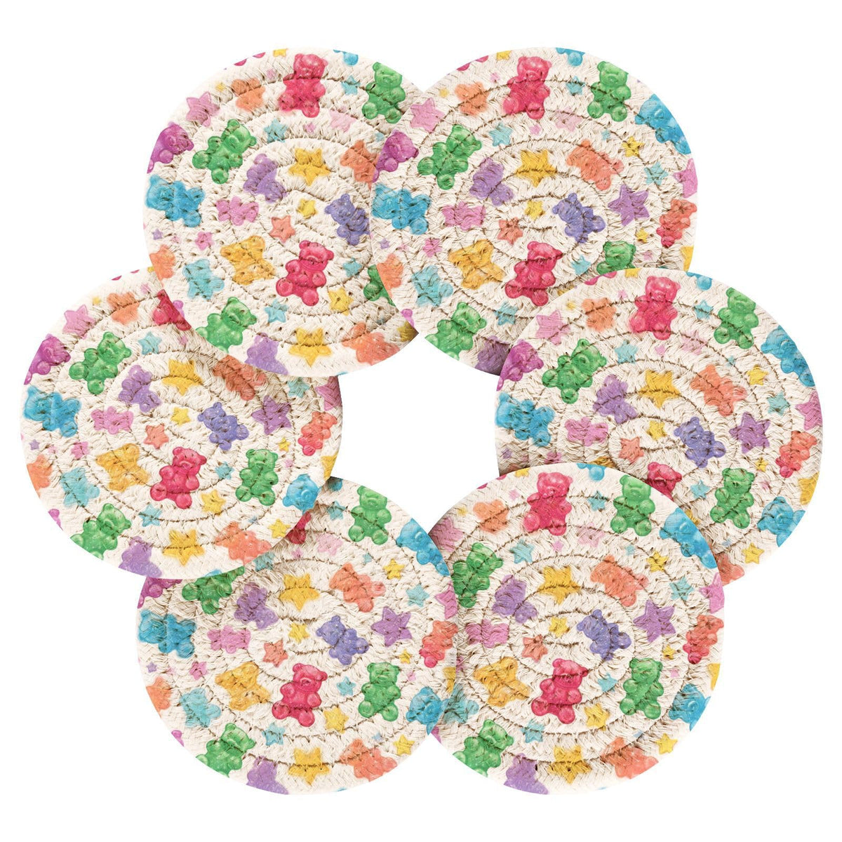 Coasters Set of 6 Colorful Gummy Bears Stars G656436