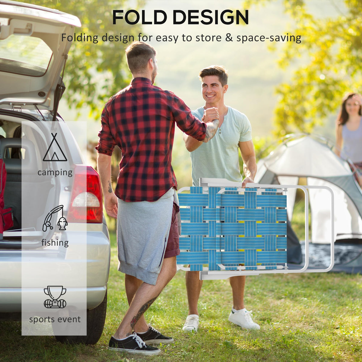 Set of 2 Blue Patio Folding Chairs X190499