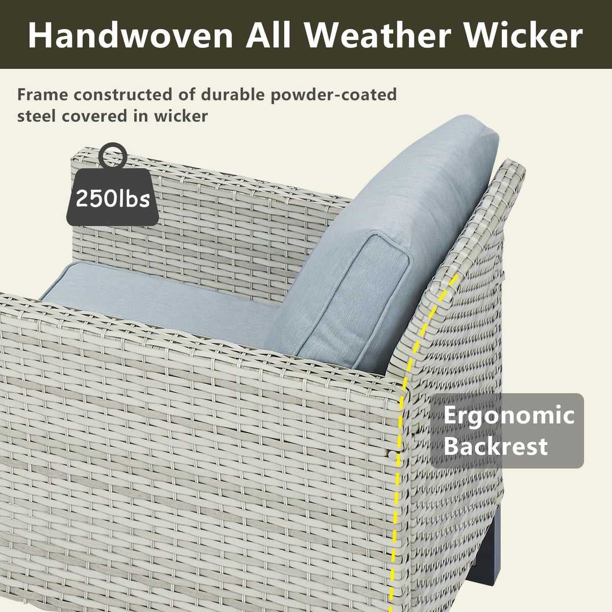 Wicker Patio Furniture Set of 5 D782