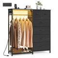 Dresser with Hanging Rod, Closet Organizer with 6 Fabric Drawers U8256