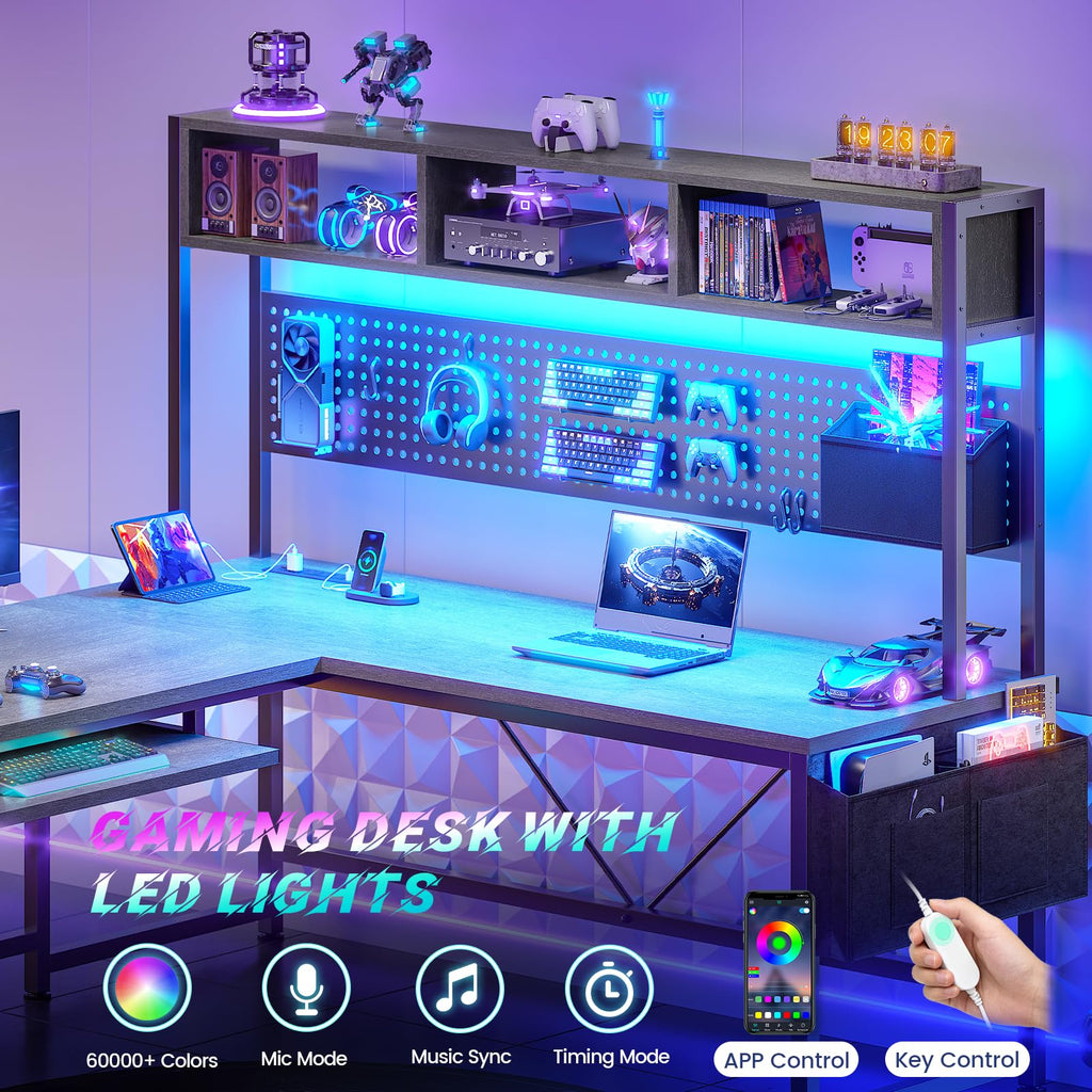 L Shaped Office Desk with Hutch H2090
