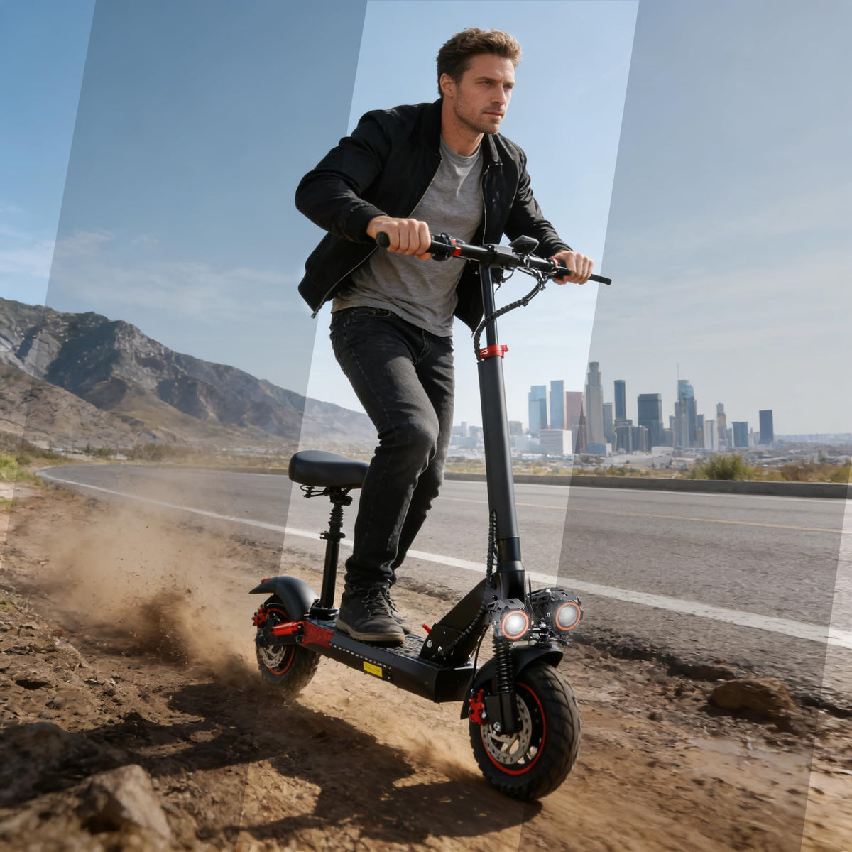 Electric Scooter with Seat, 1200W Motor, 28 MPH, 40 Miles Range, 48V 21AH Battery, 11" Off-Road Tire, Folding R240