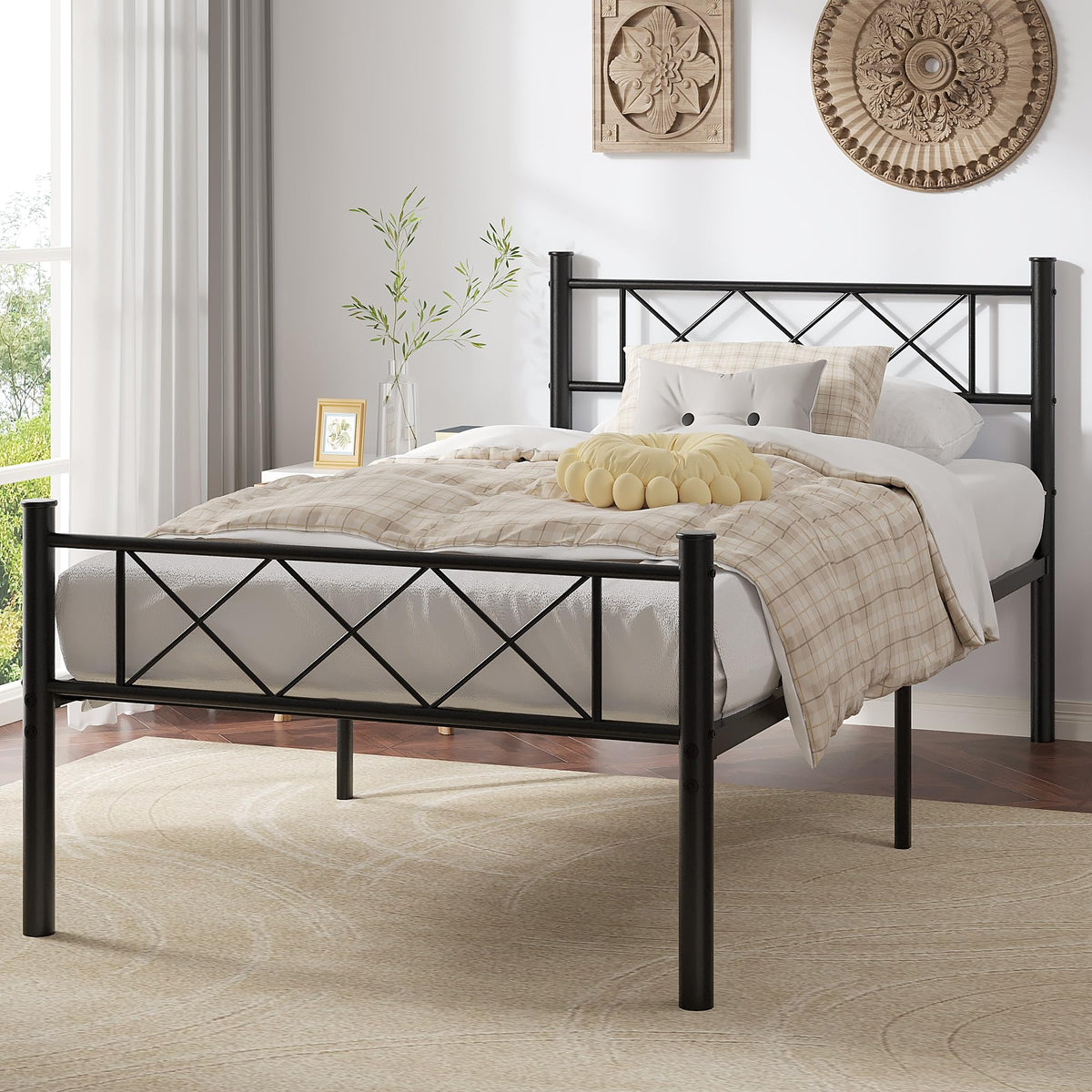 Twin Size Metal Bed Frame with Headboard O27013