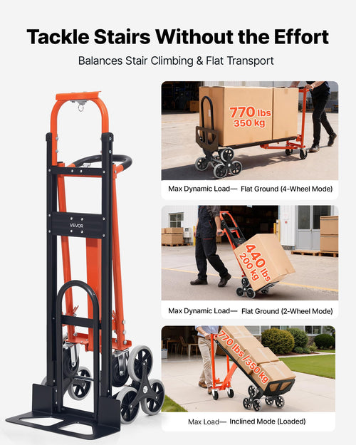 3 in 1 Convertible Stair Climbing Cart 770 lbs Folding Hand Truck Dolly F38229