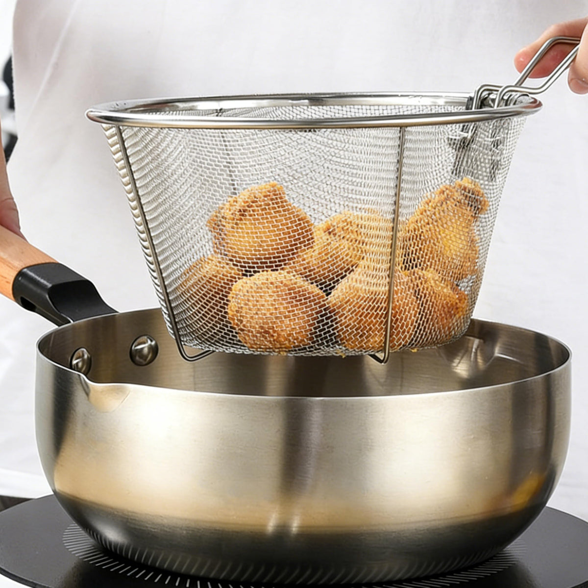 7 inch Stainless Steel Deep Fryer Basket D861