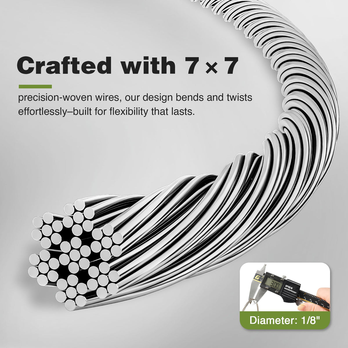 1000FT 1/8" T316 Stainless Steel Cable with Cutter O8838