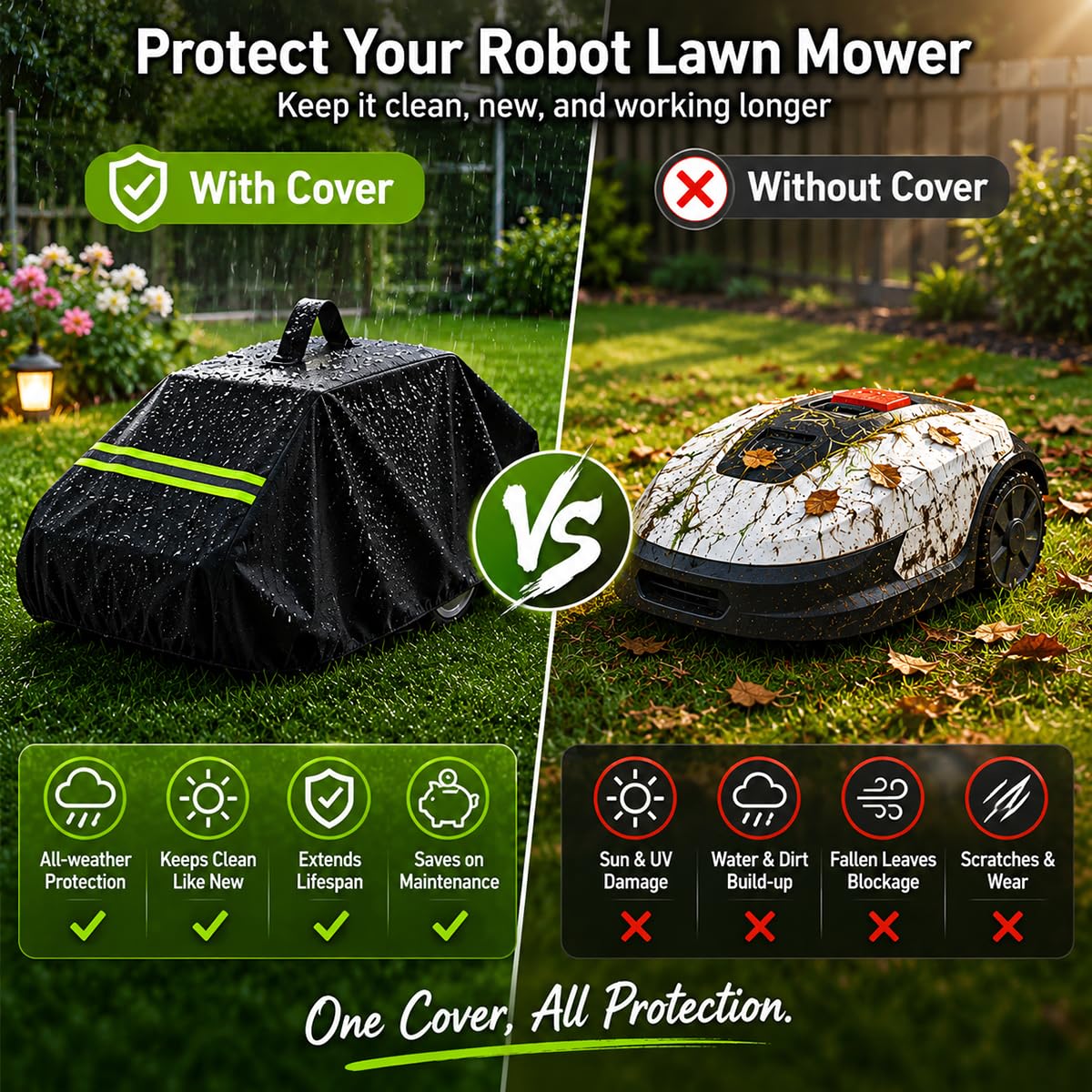 Robot Lawn Mower Cover 600D Oxford Fabric with Reflective Strip Orange B3148
