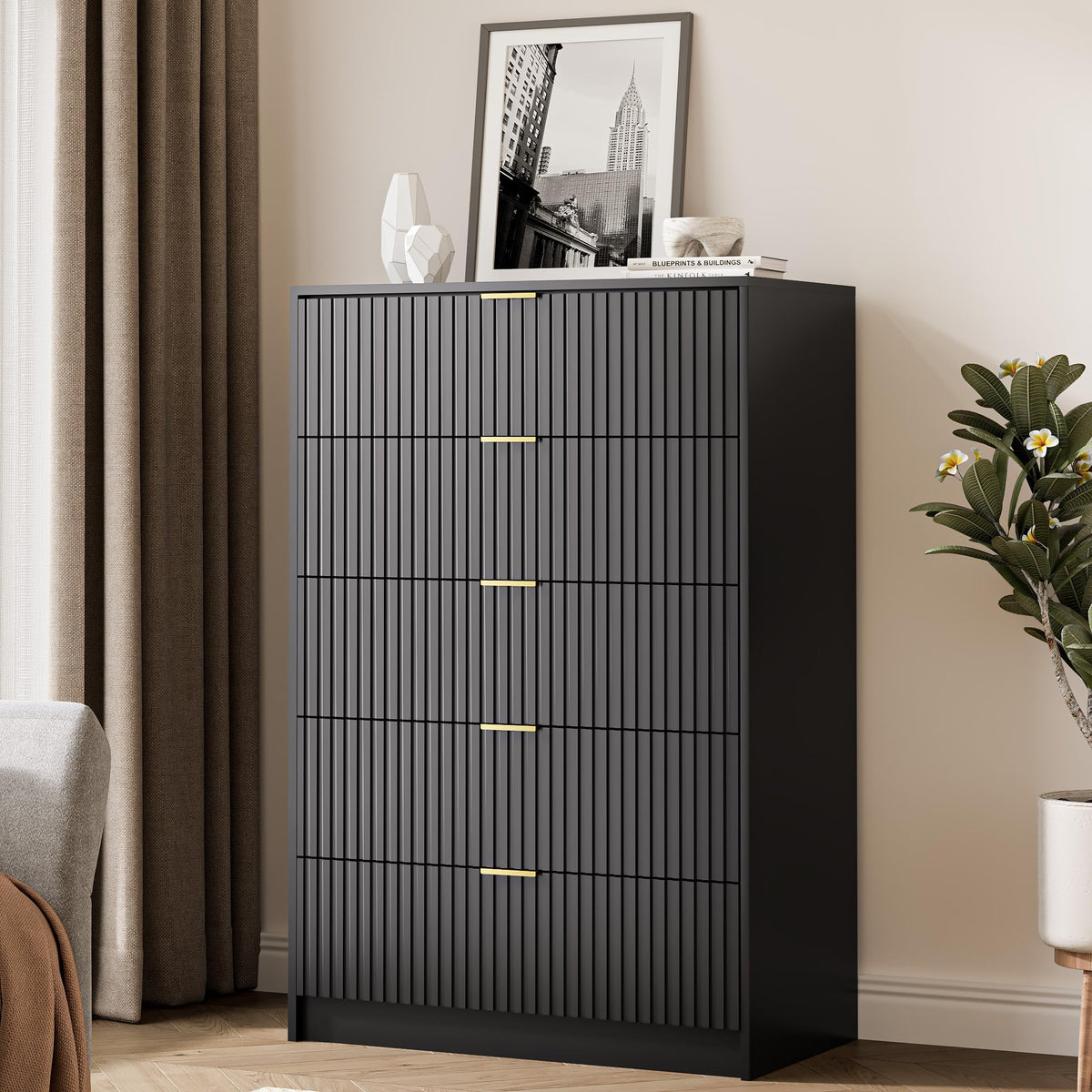47" Tall Fluted 5-Drawer Dresser T387