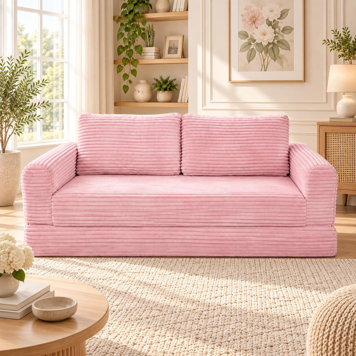 Pink Convertible Sofa Bed D13690
