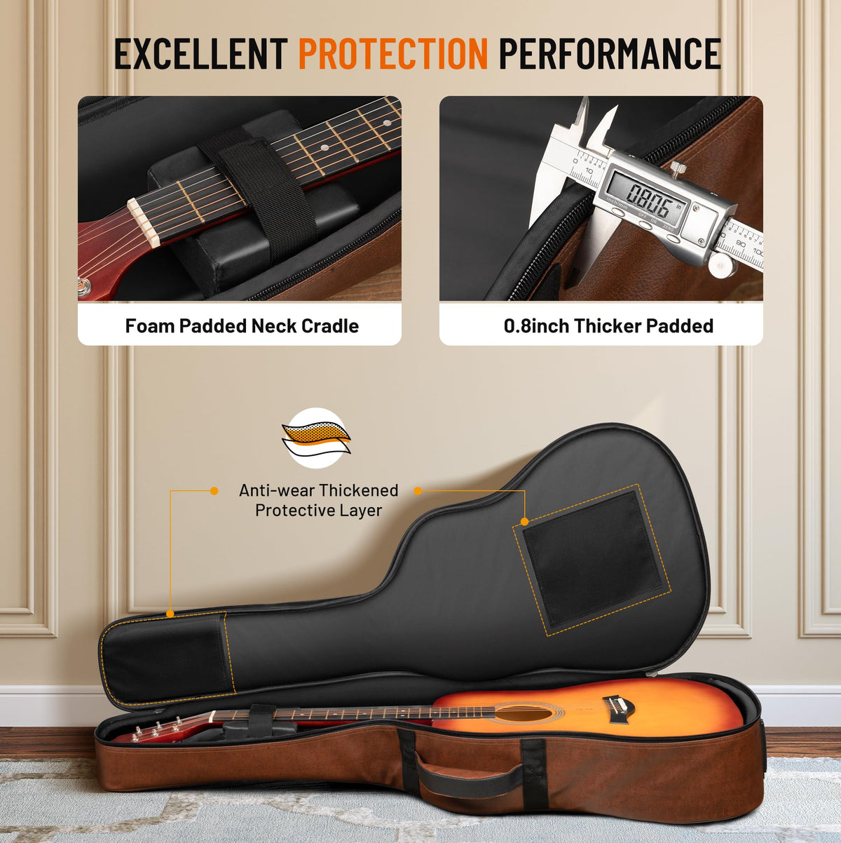 0.8in Thick Padding Waterproof Acoustic Guitar Case I7671