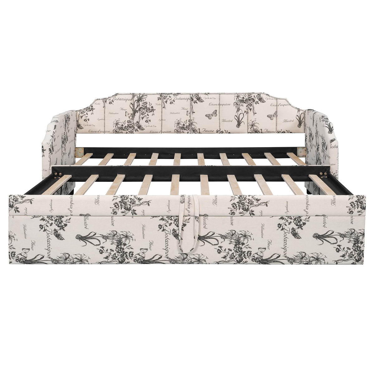 Twin Size Linen Upholstered Daybed with Trundle U948274