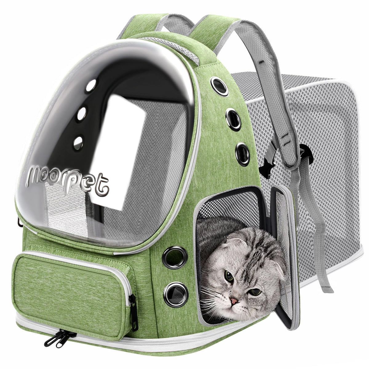 Green Expandable Breathable Pet Backpack Carrier F521