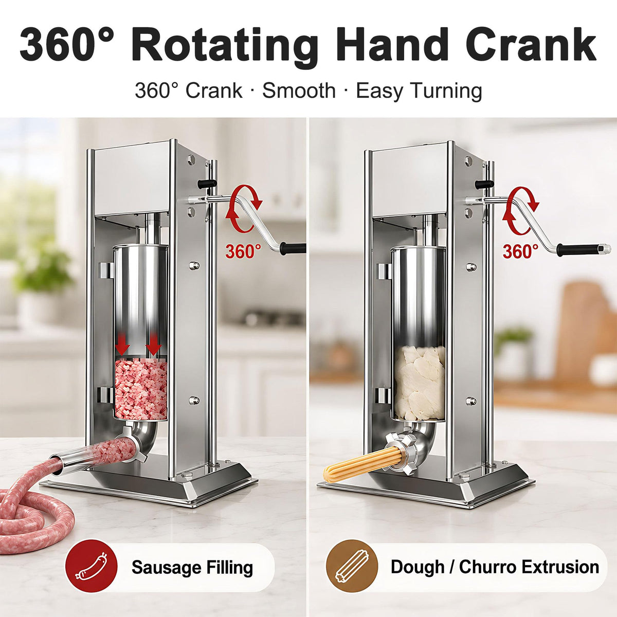 Vertical Manual Churro Extruder with 6-Shape Nozzle Kit V24653