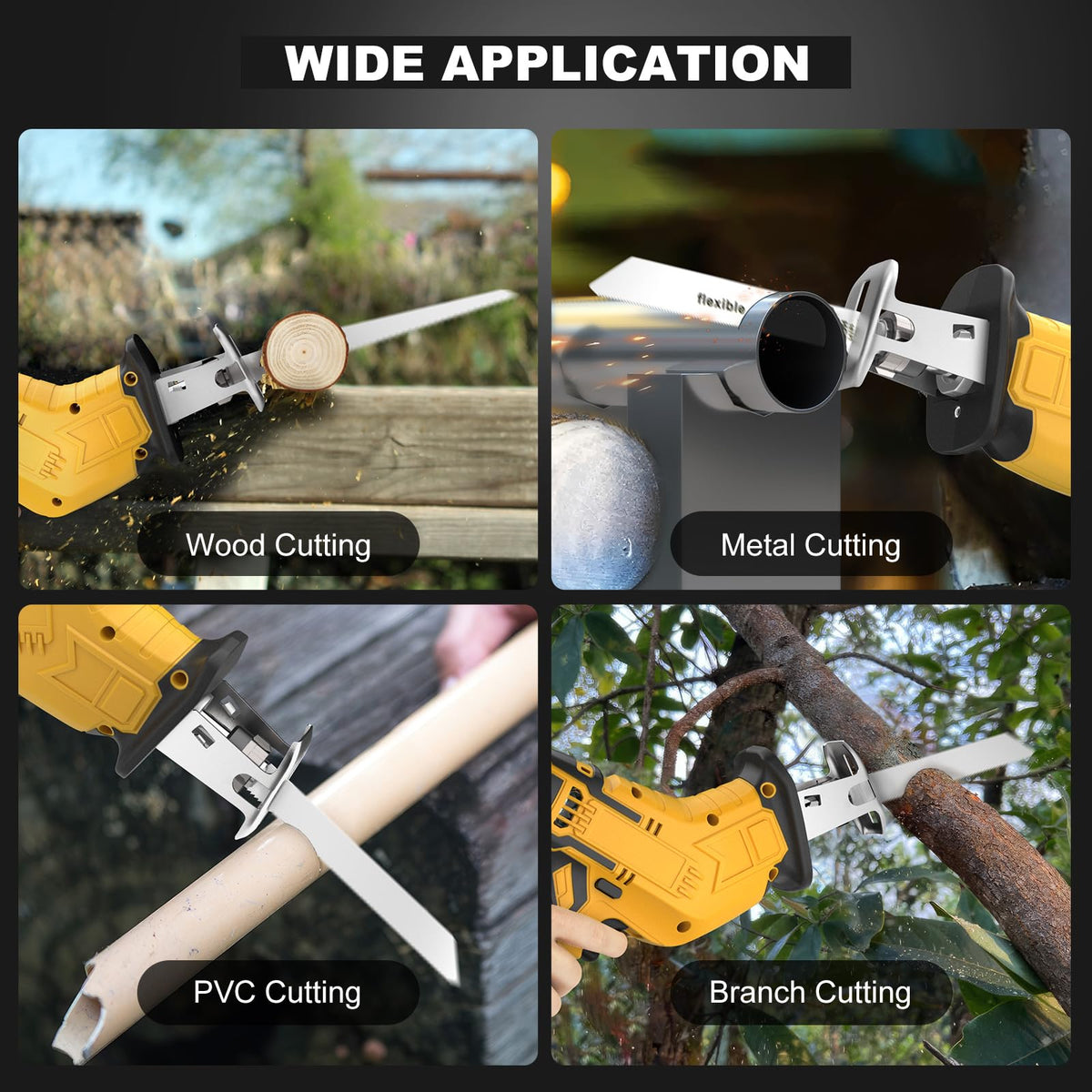 Cordless Reciprocating Saw 0-3500 SPM Variable Speed 4 Saw Blades L40933
