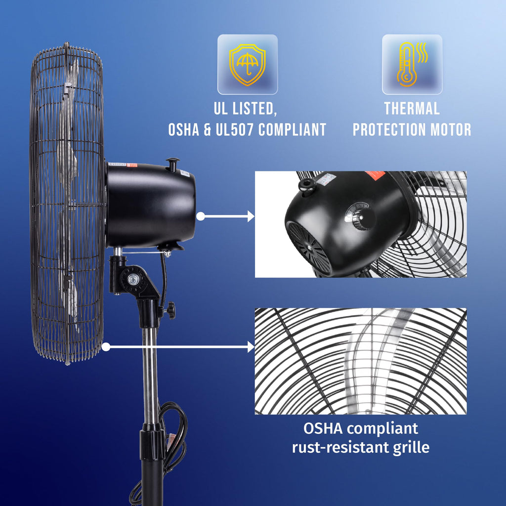 20 Inch 3 Speed Oscillating Pedestal Fan E883505
