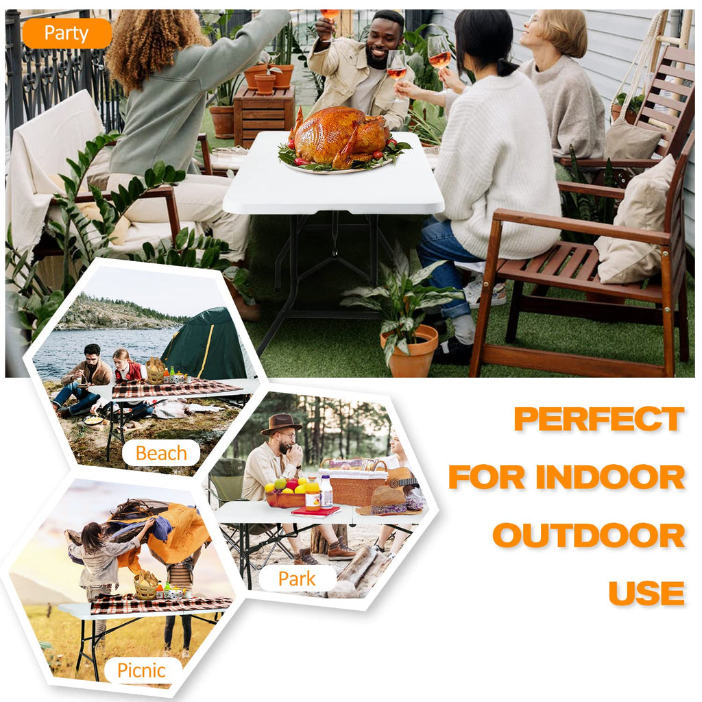 White 6 ft Folding Portable Table 500 lbs Capacity E45062