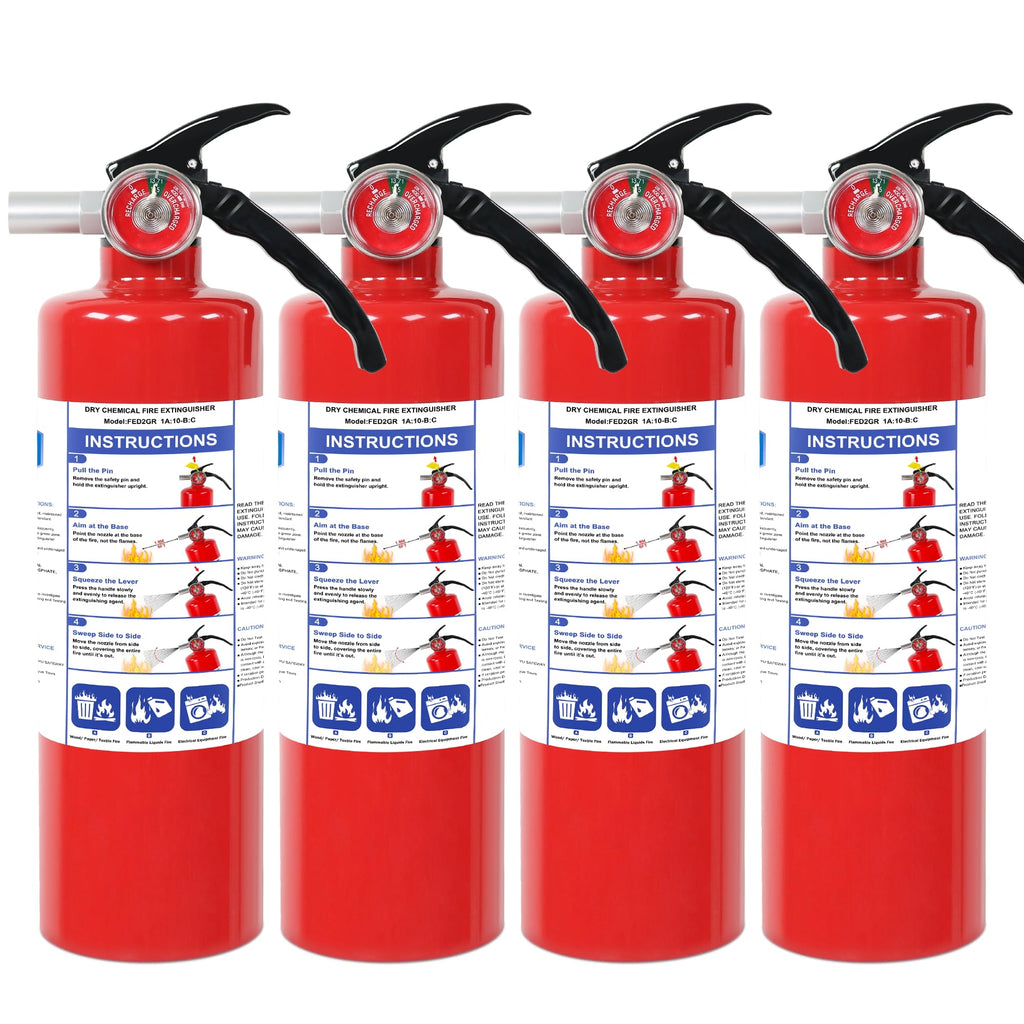 4 Pack ABC Dry Chemical Fire Extinguishers J8114