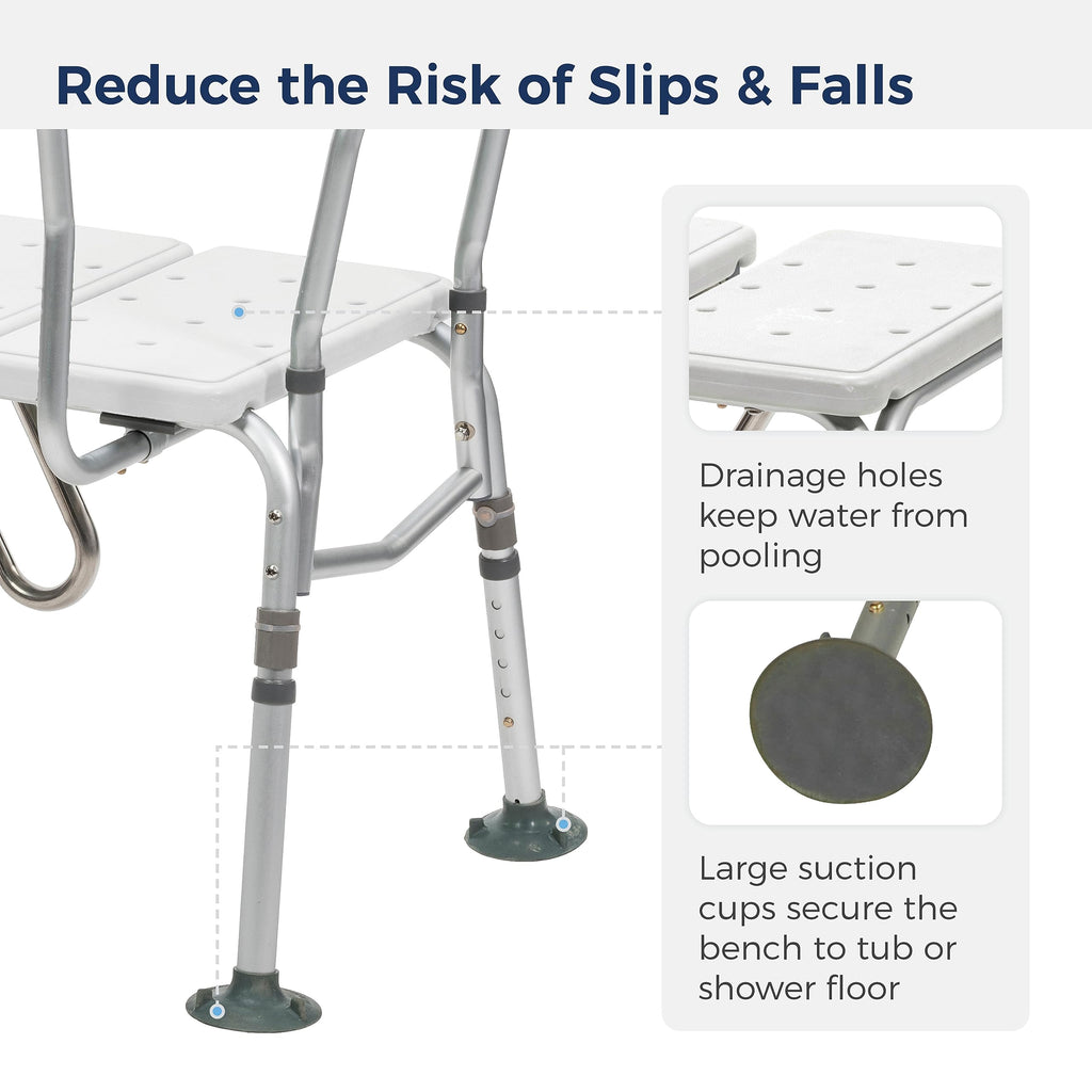 Adjustable Height White Tub Transfer Bench Q64646