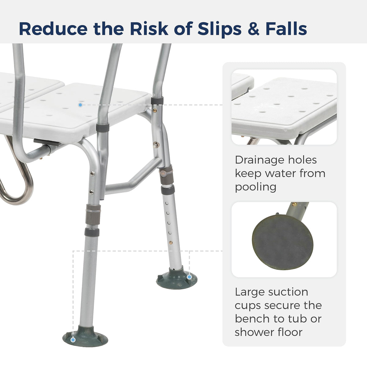 Adjustable Height White Tub Transfer Bench Q64646