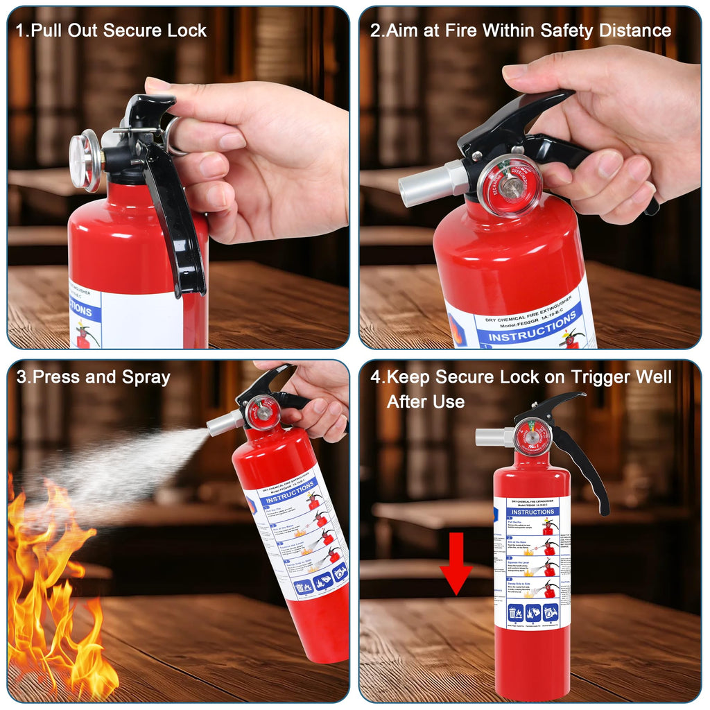 4 Pack ABC Dry Chemical Fire Extinguishers J8114