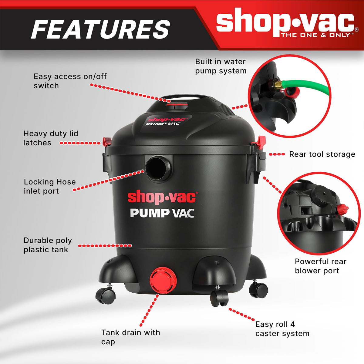 12 Gallon Wet Dry Pump Vacuum with Built-in Water Pump K9432