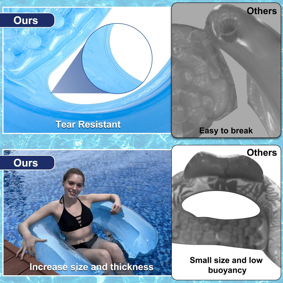 4 Pack Inflatable Pool Chair Float W473617