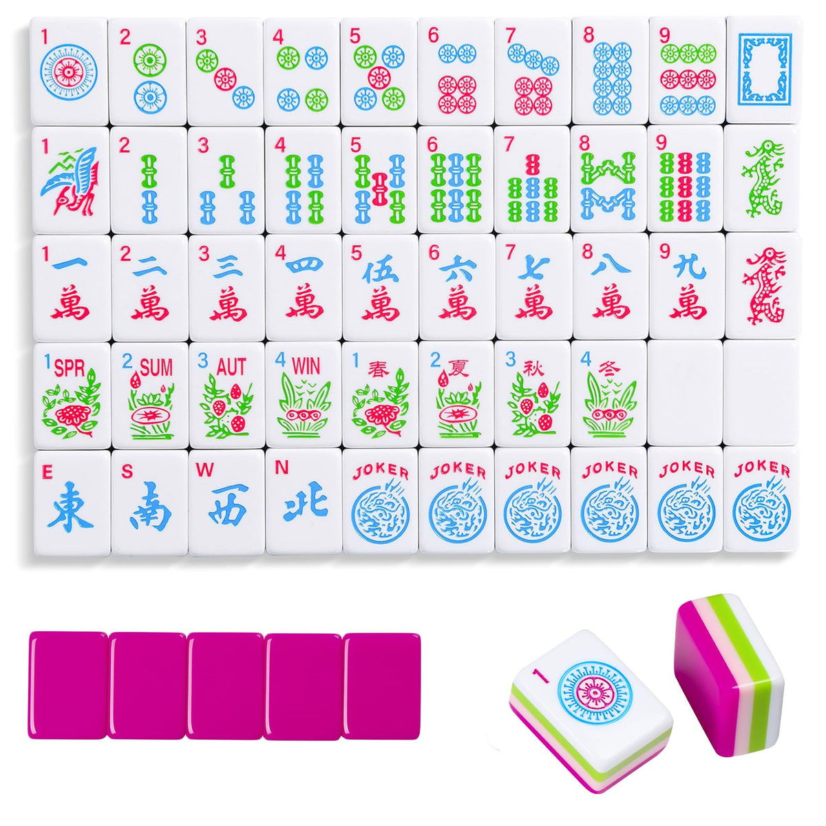 166 Acrylic Engraved Mahjong Tile Set with Carrying Bag R181008