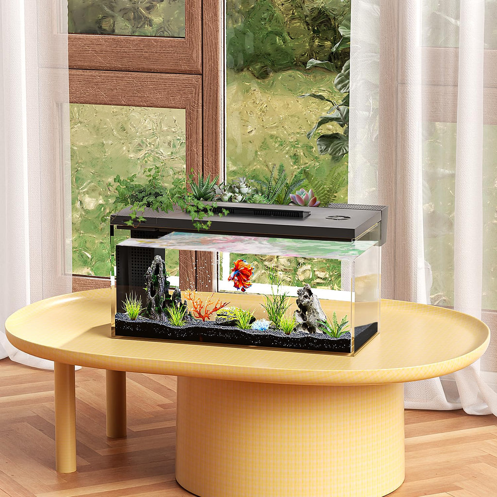 3.7 Gallon Betta Fish Tank Kit with Filter Light Water Pump E17035