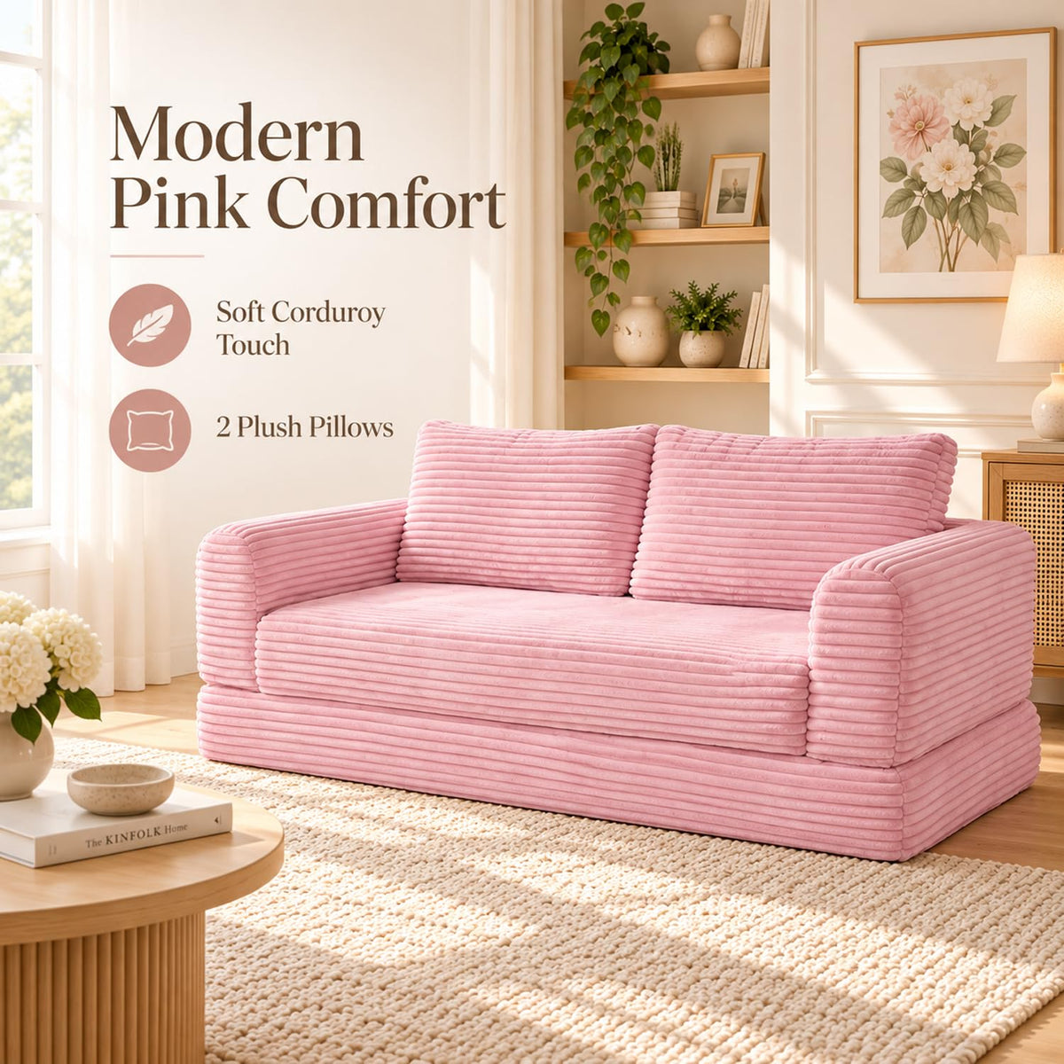 Pink Convertible Sofa Bed D13690