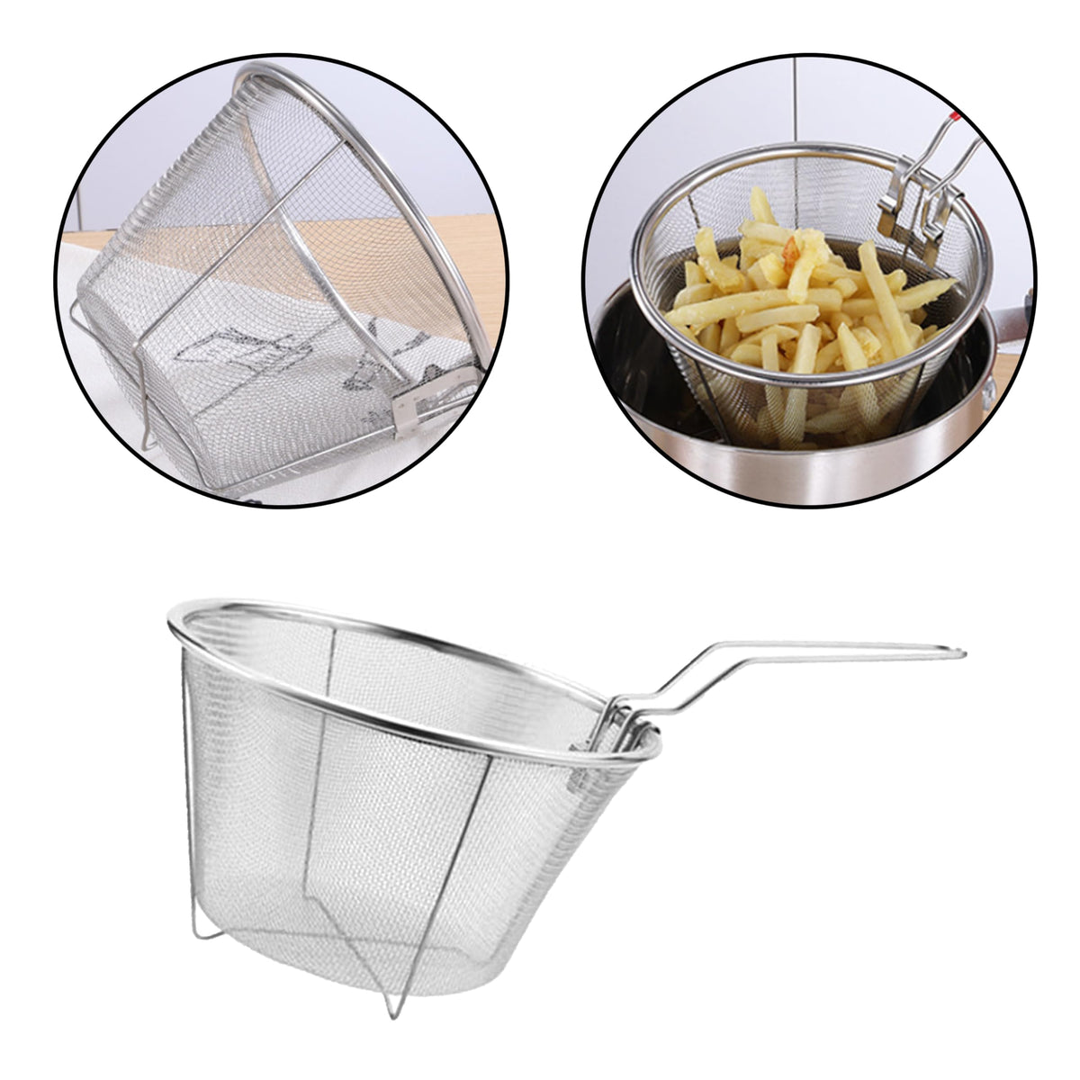7 inch Stainless Steel Deep Fryer Basket D861