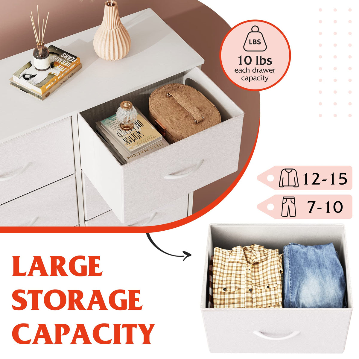 White 6 Drawer Dresser O889