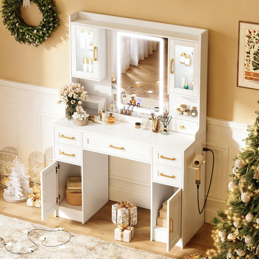 Vanity Desk with Mirror and LED Lights A4980